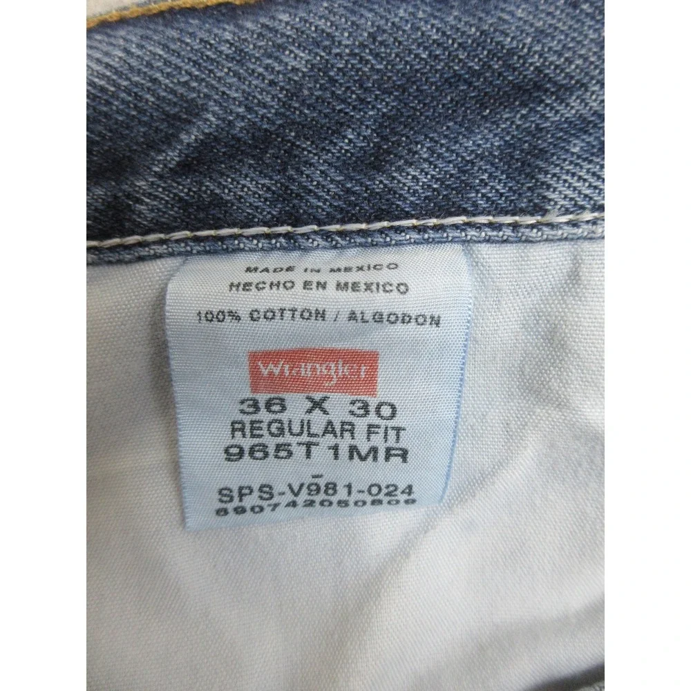Wrangler Authentic Western Jeans Mens 36x30 Blue Medium Wash Regular Fit Denim